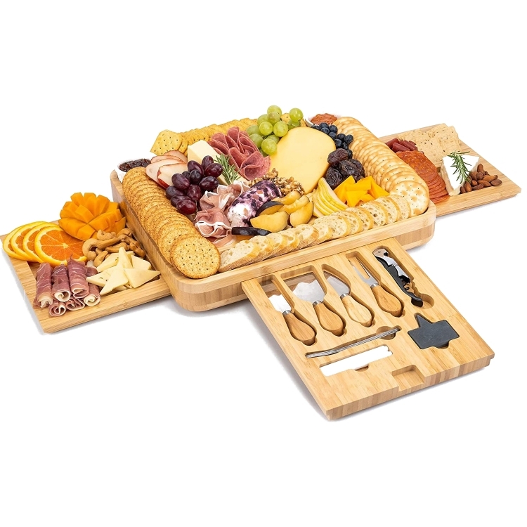 SMIRLY Complete Table Set 17 in 1 100% Bamboo Wood Cheese holder and accessories - $158.00