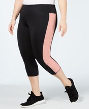 allbrand365 designer Womens Plus Size Colorblock Capri Leggings,Noir Straw,2X - £27.69 GBP