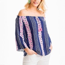 NWT Womens Size Small Southern Tide Blue Pink Floral Mackenzie Off Shoulder Top - £23.40 GBP