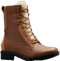 Sorel Phoenix Lace Shearling Boot in Camel Brown Leather, Sz 6.5, NIB! - $98.99