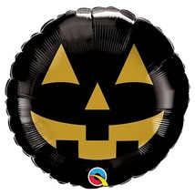 Jack Face Pumpkin Round Mylar Foil Balloon18&quot; Halloween Party Decor Black - $3.95