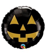 Jack Face Pumpkin Round Mylar Foil Balloon18&quot; Halloween Party Decor Black - $72.85 MXN