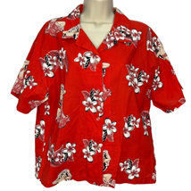 Vintage Ling &amp; Kwok&#39;s Hawaiian Shirt Womens XL Red Short Sleeve Hula Girls  - £39.52 GBP