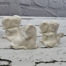 Vintage Bisque Figures Pony Little Girl Whimsy Lot Of 3 Ready To Paint  - £15.47 GBP