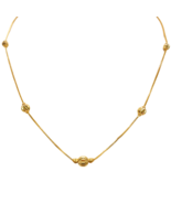 22ct Yellow Gold Shiny Diamond Cut Five Gold Ball Beaded Necklace 19&quot; in... - $1,178.60 CAD