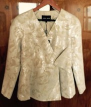 NWT Giorgio Armani Cream, beige &amp; Silver Abstract Pattern Blazer Jacket Sz US 6 - $346.50