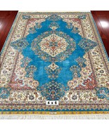 4&#39; x 6&#39; Blue Persian Rug Pure Silk Oriental Handmade Hand-knotted Estate... - $1,200.00