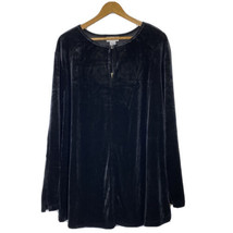 Avenue Plus Women&#39;s size 22-24 Long Sleeve Pullover Split Neck Top Black... - $26.99