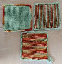 Cool Mint and Hot Spice Crocheted Potholder and Dishcloth Set - £11.99 GBP