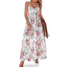 Mondxflaur Floral Flowers Summer Dresses for Women V-neck Spaghetti Strap Dress - £26.37 GBP