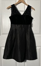 TAYLOR Womens Black Velour Dot Bodice Sleeveless Above The Knee Dress Si... - £19.89 GBP