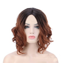 Synthetic Wig Middle Part Ombre Loose Wave Black-Dark Brown 12 Inch - $13.00