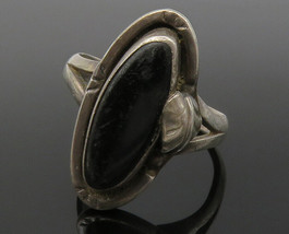 MEXICO 925 Silver - Vintage Antique Black Onyx Cocktail Ring Sz 8.5 - RG13472 - £34.99 GBP