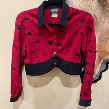 Vintage Roughrider Circle T Womens Western Shirt Red Black Top Button Up Horse S - £25.55 GBP
