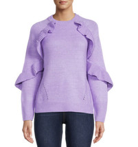 Time and Tru Women&#39;s Shimmering Purple Ruffle Sweater crew neck size XL ... - £13.41 GBP