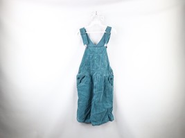NOS Vintage 90s Streetwear Womens Small Corduroy Shortalls Overalls Teal Blue - £93.01 GBP