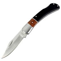 BOOK# 505 - Defender-Xtreme 7 Inch Black &amp; Brown Folding Knife Wood Handle - £15.19 GBP