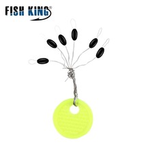 FISH KING 10Pcs/lot 6 in 1 Black Rubber Oval Fishing Tackle Bobber Floater Stopp - £16.45 GBP