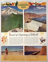 1947 Print Ad Washington State Travel Mt Rainier,Grand Coulee Dam - $15.26