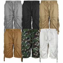 LR Scoop Men's Elastic Waist Drawstring Multi Pocket Cotton Cargo Shorts CJS-80 - $23.86+