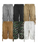 LR Scoop Men&#39;s Elastic Waist Drawstring Multi Pocket Cotton Cargo Shorts... - £18.85 GBP+