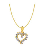 Genuine 14k Yellow Gold 0.55&quot; Cubic Zirconia Heart Pendant Necklace 16&quot; ... - $484.20 CAD+