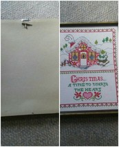 015 VTG Christmas Cross stitch Framed Piece A Time To Warm the Heart 15x12 - £23.50 GBP