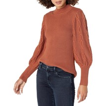 Women&#39;S Cable Sleeve Ribbed Sweater Nutmeg Medium - $110.99