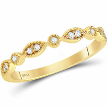 14kt Yellow Gold Womens Round Diamond Classic Stackable Band Ring 1/10 Cttw - £286.06 GBP