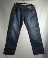 LRG Roots+Equipment Jeans Men&#39;s 38x32 Button Fly Straight Leg Distress H... - $42.56