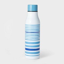 20oz Double Wall Stainless Steel Vacuum Water Bottle Striped Blue - £10.38 GBP