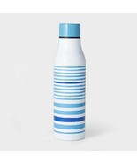 20oz Double Wall Stainless Steel Vacuum Water Bottle Striped Blue - £10.35 GBP