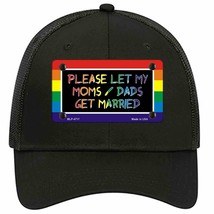 Please Let My Moms And Dads Novelty Black Mesh License Plate Hat - £22.81 GBP