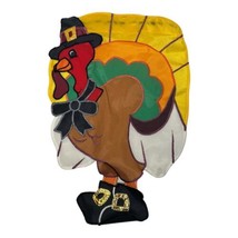 Thanksgiving Yard Display Small Flag Turkey Bird Pilgrim Harvest Fall Autumn - £14.99 GBP