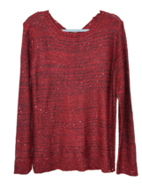 Womens Sparkling Sequined Red Holiday Sweater XLarge Sheer Panel Christm... - €8,34 EUR