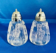 Cambridge Glass Rose Point Salt And Pepper Shaker Set With Metal Caps - $18.00