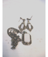 925 Sterling Silver, MOP and marcasite pendant and earrings Estate pieces - £21.98 GBP