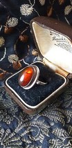 Antico anello vintage in argento sterling edoardiano del 1900 con ambra UK... - £82.10 GBP