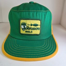 Vintage Johnson Reels Trucker Hat Green Yellow Kap King USA Snapback Foa... - $34.99