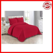 Elegant 3-Piece Oversized Coverlet and Shams Set in Solid Red - King Size - $885.58 MXN