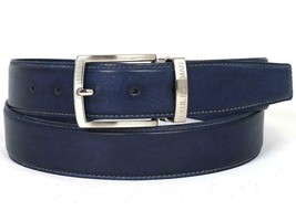 Paul Parkman Mens Belt Leather Navy Blue Italian Calfskin Hand-Painted B01-NVY - £112.66 GBP