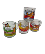 McDonalds Garfield Glass Mugs With Handles Set of 4 Vintage 1978 1980 Ve... - $29.33