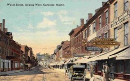 Water Street Looking West Drug Store Gardiner Maine 1912 postcard - £5.84 GBP