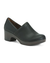 NEW BOC BY BORN BLACK LEATHER COMFORT WEDGE CLOGS PUMPS SIZE 7.5 M  $90 - $70.84