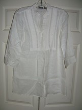 CHICO&#39;S White Button Front Linen Shirt w/Long Sleeve Size 0 - £15.53 GBP