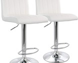 Elama Modern 2 Piece Tufted Faux Leather Adjustable Bar Stool in White w... - $255.99
