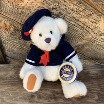 Vtg 1996 Pickford Taylor Brass Button Plush 8&quot; White Sailor Teddy Bear Tags Toy - $9.90