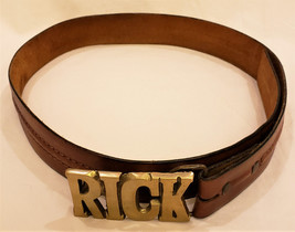 Men&#39;s Vintage Belt with Solid Brass Buckle RICK Name - £23.43 GBP