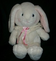 15&quot; Vintage 1987 R Dakin White Easter Bunny Rabbit Stuffed Animal Plush Toy Pink - £26.57 GBP