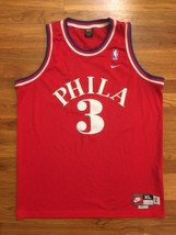 Nike Philadelphia 76ers Sixers Allen Iverson Red Swingman Throwback Jersey XL - £119.61 GBP